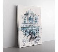 Big Box Art The Taj Mahal in Agra India Abstract Watercolour Canvas Wall Art Print Ready to Hang Picture, 76 x 50 cm (30 x 20 Inch), White, Grey, Black