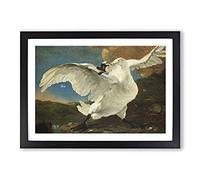 Big Box Art The Threatened Swan by Jan Asselijn Framed Wall Art Picture Print Ready to Hang, Black A2 (62 x 45 cm)