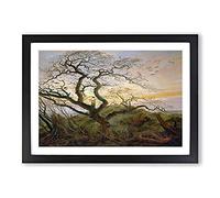 Big Box Art The Tree of Crows by Caspar David Friedrich Framed Wall Art Picture Print Ready to Hang, Black A2 (62 x 45 cm)