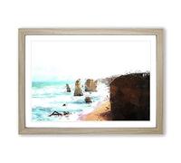 Big Box Art The Twelve Apostles Cliffs in Australia Framed Wall Art Picture Print Ready to Hang, Oak A2 (62 x 45 cm)