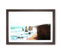 Big Box Art The Twelve Apostles Cliffs in Australia Framed Wall Art Picture Print Ready to Hang, Walnut A2 (62 x 45 cm)