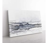 Big Box Art The Twin Lakes in Colorado in Abstract Canvas Wall Art Print Ready to Hang Picture, 76 x 50 cm (30 x 20 Inch), White, Grey, Black