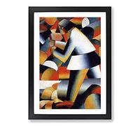 Big Box Art The Woodcutter by Kazimir Malevich Framed Wall Art Picture Print Ready to Hang, Black A2 (62 x 45 cm)