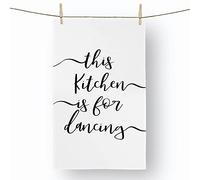 Big Box Art This Kitchen is for Dancing - 100% Cotton (72 x 44 cm) Kitchen Tea Towel, Dish Cloth for Drying, Cleaning and Washing - Absorbent and Quick Drying