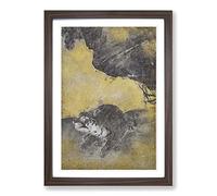 Big Box Art Tiger Cub by Maruyama Okyo Framed Wall Art Picture Print Ready to Hang, Walnut A2 (62 x 45 cm)