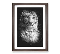 Big Box Art Tiger Vol.3 Paint Splash Framed Wall Art Picture Print Ready to Hang, Walnut A2 (62 x 45 cm)