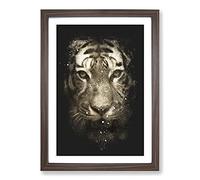Big Box Art Tiger Vol.5 Paint Splash Framed Wall Art Picture Print Ready to Hang, Walnut A2 (62 x 45 cm)