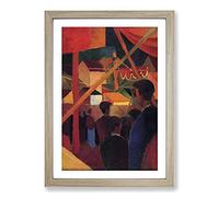 Big Box Art Tightrope Walker Vol.2 by August Macke Framed Wall Art Picture Print Ready to Hang, Oak A2 (62 x 45 cm)