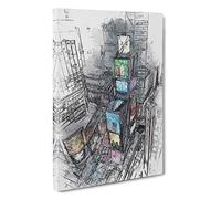 Big Box Art Times Square in New York City in Abstract Canvas Wall Art Framed Picture Print, 30 x 20 Inch (76 x 50 cm), White, Grey, Black, Grey