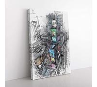 Big Box Art Times Square in New York City in Abstract Canvas Wall Art Print Ready to Hang Picture, 76 x 50 cm (30 x 20 Inch), White, Grey, Black, Grey
