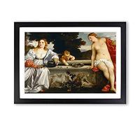 Big Box Art Titian Sacred and Profane Love Framed Wall Art Picture Print Ready to Hang, Black A2 (62 x 45 cm)