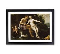 Big Box Art Titian Venus and Adonis Framed Wall Art Picture Print Ready to Hang, Black A2 (62 x 45 cm)