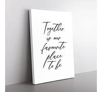 Big Box Art Together is Our Favourite Place to Be Typography Canvas Wall Art Print Ready to Hang Picture, 76 x 50 cm (30 x 20 Inch), White, Black