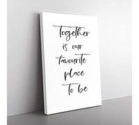 Big Box Art Together is Our Favourite Place Typography Canvas Wall Art Print Ready to Hang Picture, 76 x 50 cm (30 x 20 Inch), White, Black