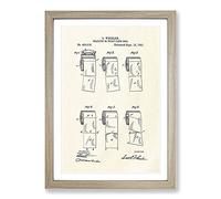 Big Box Art Toilet Roll Patent Framed Wall Art Picture Print Ready to Hang, Oak A2 (62 x 45 cm)