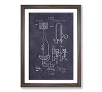 Big Box Art Toilet Water Closet Patent Dark Framed Wall Art Picture Print Ready to Hang, Walnut A2 (62 x 45 cm)