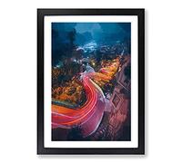 Big Box Art Top of Lombard Street in San Francisco in Abstract Framed Wall Art Picture Print Ready to Hang, Black A2 (62 x 45 cm)
