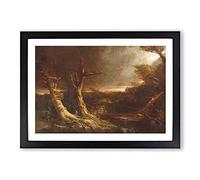 Big Box Art Tornado in A Forest by Thomas Cole Framed Wall Art Picture Print Ready to Hang, Black A2 (62 x 45 cm)