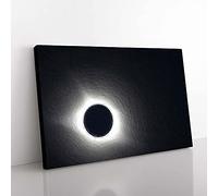 Big Box Art Total Eclipse of The Moon by Canvas Wall Art Print Ready to Hang Picture, 76 x 50 cm (30 x 20 Inch), Black, Grey, White