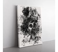 Big Box Art Total Eclipse of The Moon Watercolour Canvas Wall Art Print Ready to Hang Picture, 76 x 50 cm (30 x 20 Inch), Black, Grey, Black, Grey