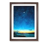 Big Box Art Total Eclipse Over The River Painting Framed Wall Art Picture Print Ready to Hang, Walnut A2 (62 x 45 cm)