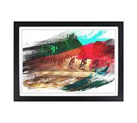 Big Box Art Tour de France Cycling V2 Framed Wall Art Picture Print Ready to Hang, Black A2 (62 x 45 cm)