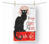 Big Box Art Tournee Du Chat Noir Cat Vol.2 by Theophile Steinlen - 100% Cotton (72 x 44 cm) Kitchen Tea Towel, Dish Cloth for Drying, Cleaning and Washing - Absorbent and Quick Drying