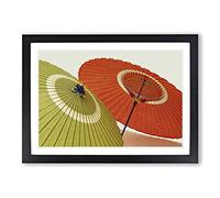 Big Box Art Traditional Japanese Umbrellas (1) Framed Wall Art Picture Print Ready to Hang, Black A2 (62 x 45 cm)
