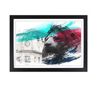Big Box Art Trafalgar Square Lions London V2 Framed Wall Art Picture Print Ready to Hang, Black A2 (62 x 45 cm)