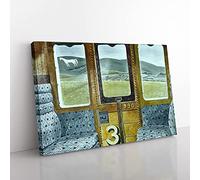 Big Box Art Train Landscape by Eric Ravilious Canvas Wall Art Print Ready to Hang Picture, 76 x 50 cm (30 x 20 Inch), Grey, Blue, Cream