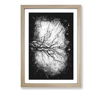Big Box Art Tree Branches in Central Park New York Paint Splash Framed Wall Art Picture Print Ready to Hang, Oak A2 (62 x 45 cm)