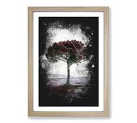 Big Box Art Tree in Tuscany Italy Paint Splash Framed Wall Art Picture Print Ready to Hang, Oak A2 (62 x 45 cm)
