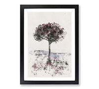 Big Box Art Tree in Tuscany Italy Watercolour Framed Wall Art Picture Print Ready to Hang, Black A2 (62 x 45 cm)