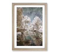 Big Box Art Tree View in Kerala India Painting Framed Wall Art Picture Print Ready to Hang, Oak A2 (62 x 45 cm)