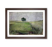 Big Box Art Trees in The Fields by Kuroda Seiki Framed Wall Art Picture Print Ready to Hang, Walnut A2 (62 x 45 cm)