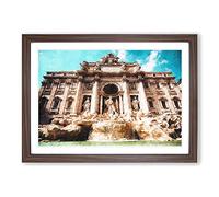 Big Box Art Trevi Fountain in Rome Vol.1 Painting Framed Wall Art Picture Print Ready to Hang, Walnut A2 (62 x 45 cm)