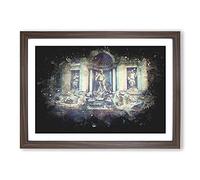 Big Box Art Trevi Fountain in Rome Vol.2 Paint Splash Framed Wall Art Picture Print Ready to Hang, Walnut A2 (62 x 45 cm)