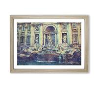 Big Box Art Trevi Fountain in Rome Vol.2 Painting Framed Wall Art Picture Print Ready to Hang, Oak A2 (62 x 45 cm)