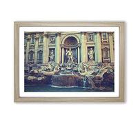 Big Box Art Trevi Fountain Rome Italy Framed Wall Art Picture Print Ready to Hang, Oak A2 (62 x 45 cm)