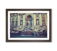 Big Box Art Trevi Fountain Rome Italy Framed Wall Art Picture Print Ready to Hang, Walnut A2 (62 x 45 cm)