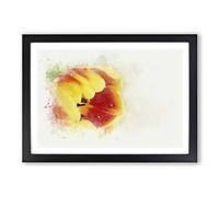 Big Box Art Tulip in Red & Yellow in Abstract Framed Wall Art Picture Print Ready to Hang, Black A2 (62 x 45 cm)
