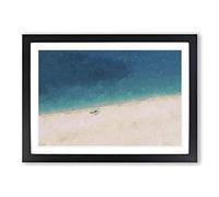 Big Box Art Turquoise Beach in Kefalonia Greece in Abstract Framed Wall Art Picture Print Ready to Hang, Black A2 (62 x 45 cm)