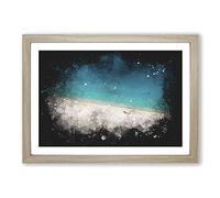 Big Box Art Turquoise Beach in Kefalonia Greece Paint Splash Framed Wall Art Picture Print Ready to Hang, Oak A2 (62 x 45 cm)