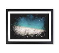 Big Box Art Turquoise Beach in Kefalonia Greece Paint Splash Framed Wall Art Picture Print Ready to Hang, Black A2 (62 x 45 cm)