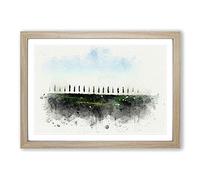 Big Box Art Tuscany Fields in Siena Italy in Abstract Framed Wall Art Picture Print Ready to Hang, Oak A2 (62 x 45 cm)