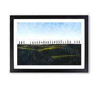 Big Box Art Tuscany Fields in Siena Italy Painting Framed Wall Art Picture Print Ready to Hang, Black A2 (62 x 45 cm)