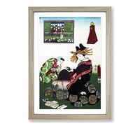 Big Box Art Twelve Hours of Spring by Utagawa Kunisada Framed Wall Art Picture Print Ready to Hang, Oak A2 (62 x 45 cm)