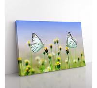 Big Box Art Two Butterflies on Yellow Flowers Canvas Wall Art Print Ready to Hang Picture, 76 x 50 cm (30 x 20 Inch), Multi-Coloured