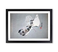 Big Box Art Two Doves by Ogata Gekko Framed Wall Art Picture Print Ready to Hang, Black A2 (62 x 45 cm)