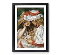 Big Box Art Two Girls Reading by Pierre-Auguste Renoir Framed Wall Art Picture Print Ready to Hang, Black A2 (62 x 45 cm)